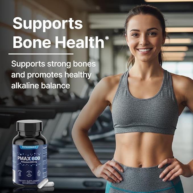 PMAX600 High Dose Pure Potassium Electrolyte Supplement 600mg Capsules 4-Type Potassium Blend-Citrate Gluconate BicarbonateChloride. Supports Healthy Blood Pressure Heart Kidneys Bones Muscles