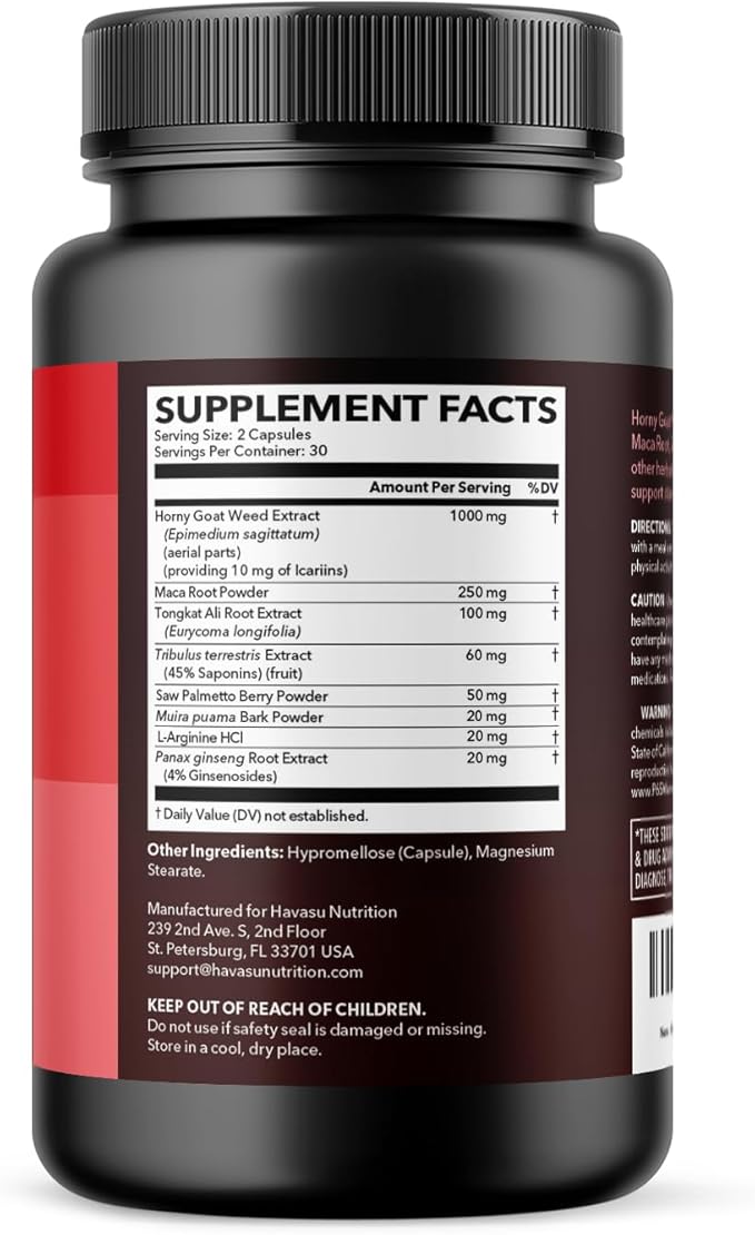 HAVASU NUTRITION Horny Goat Weed Capsules for Men &amp Women (30 Servings) &amp French Maritime Pine Bark Extract Capsules (30 Servings)