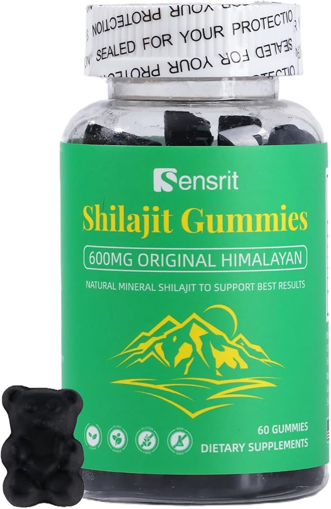 Shilajit Gummies 600mg | Himalayan Pure Shilajit Resin | Natural Energy Stamina Mental Clarity &amp Vitality Support for Men &amp Women | 60 Gummies | Raspberry Flavor | Vegan Non-GMO