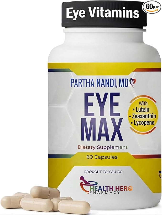 Eye Vitamins Supplement for Adults – Supports Macular Health Retina Clarity &amp Blue Light Protection – Lutein Zeaxanthin Lycopene &amp Zinc – Antioxidant Vision Formula – 60 Capsules
