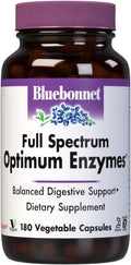 BlueBonnet Full Spectrum Optimum Digestive Enzymes - 9 Plant-Based Proteolytic Enzymes - Papaya Bromelain Amylase Gut Health for Women &amp Men - Vegan &amp Gluten-Free - 180 Vegetable Capsules