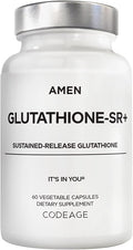Amen Glutathione-SR+ Advanced Sustained-Release Supplement - 2-Month Supply - Reduced L-Glutathione - Galactomannans Fenugreek Seed - Time-Reduced Matrix - Non-GMO - 60 Capsules