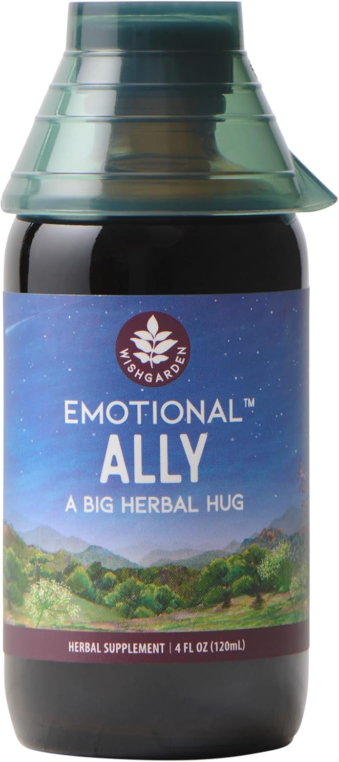 WishGarden Herbs Emotional Ally - Mood Support Tincture with St. John's Wort Passionflower &amp Scullcap - Stress Relief Supplement - Organic Liquid Herbal Extract 4oz
