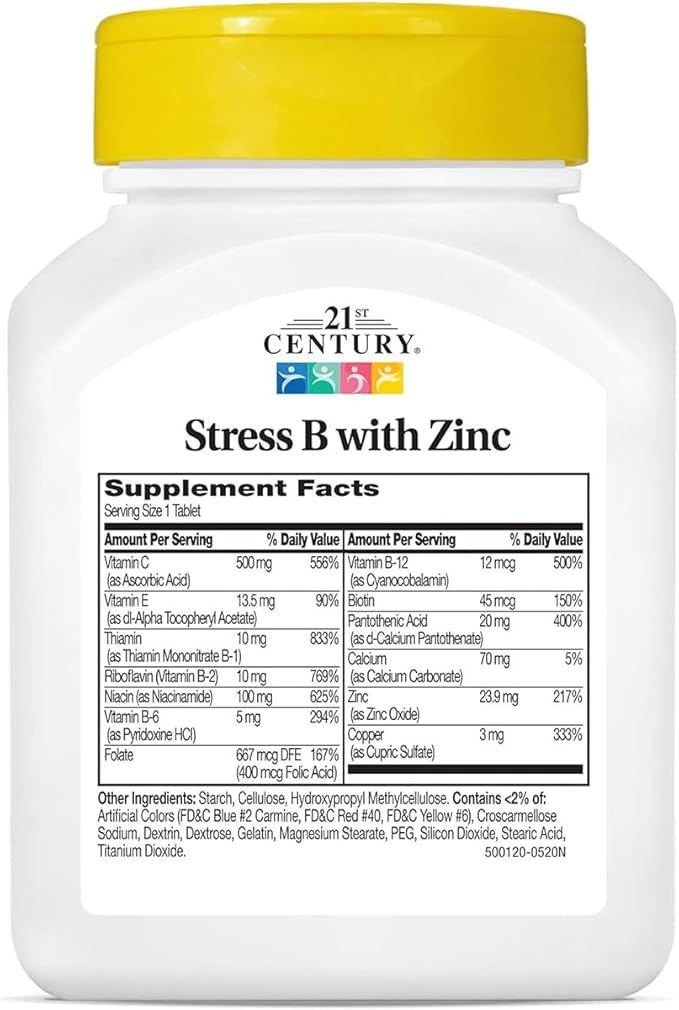 21st Century Stress B with Zinc Tablets 66 Count (Pack of 3)