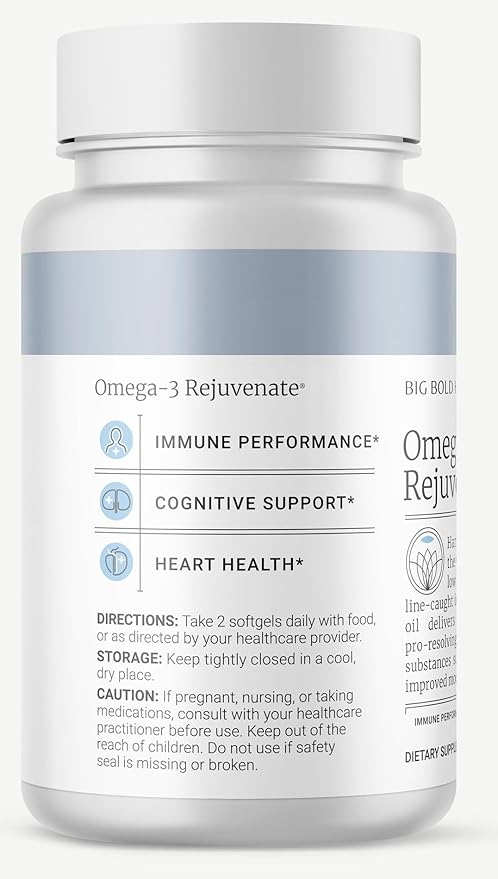 BIG BOLD HEALTH Omega-3 Rejuvenate Wild Alaskan Fish Oil Supplement with PRMs ⎹ EPA DHA &amp DPA Fatty Acids ⎹ Vitamins A and D to Support Immune Balance &amp Brain Wellness (120 Softgels)