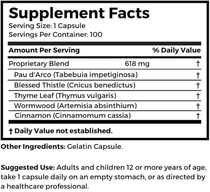 Dr Clark Store Bug Buster Anti-Candida Formula – 620mg 100 Capsules Supports Candida Detox &amp Digestive Health