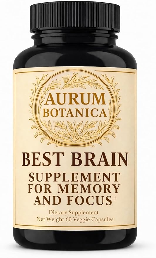 Best Brain Supplement for Memory and Focus - L-Theanine Lion's Main Vitamin B6 B12 D3 Folate L-Tyrosine Bacopa Monnieri Alpha GPC Theacrine 30mg of Natural Caffeine (60 Count)