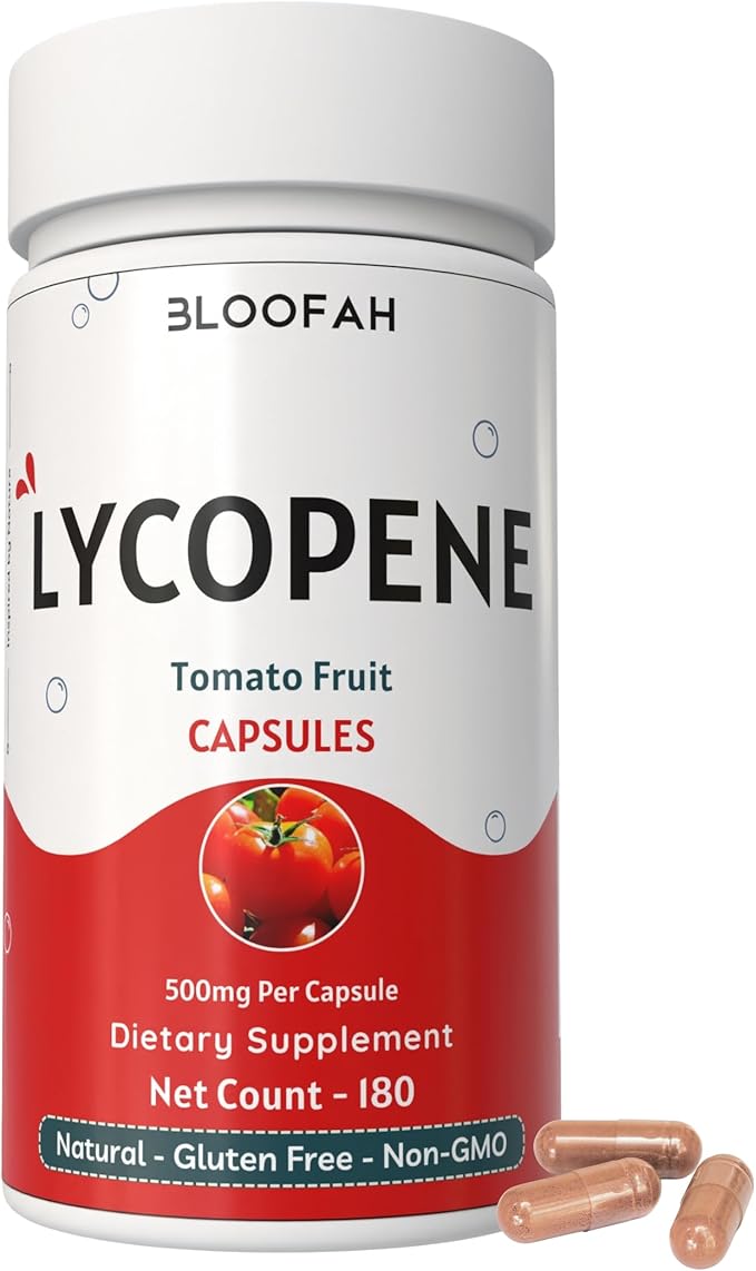 Lycopene Supplement Capsules 500mg – Tomato Fruit Powder with Natural Lycopene for Antioxidant &amp Daily Wellness Support | Gluten Free Non-GMO Lycopene Supplements for Men