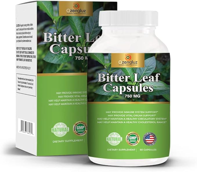 Bitter Leaf- Ewuro Onugbu-Bololo Capsules. Wellness supplement. 750mg. (60caps)