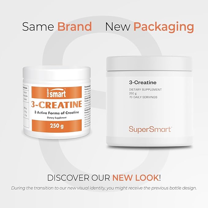 Supersmart - 3-Creatine - with Creatine Monohydrate - Physical Performance &amp Muscle Stimulator - Increase Faster Post-Exercise Recovery | Non-GMO &amp Gluten Free - 250 g