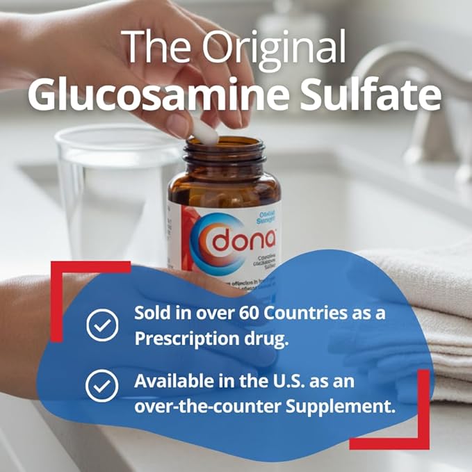 Dona Crystalline Glucosamine Sulfate 750 Mg Joint Supplement Pills for Knee Comfort &amp Joint Health Support 750 Mg 60 Count (3 Pack)