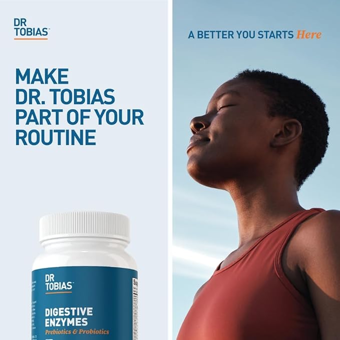 Dr. Tobias Digestive Enzymes with Probiotics Prebiotics and Postbiotics Bromelain Amylase Lipase for Better Digestion &amp Immune Function 120 Capsules 60 Servings (2 Daily)