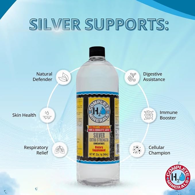 Silver Ionic Mineral Water Extra Strength 4x Concentrate 400 ppm 32 fl. oz.