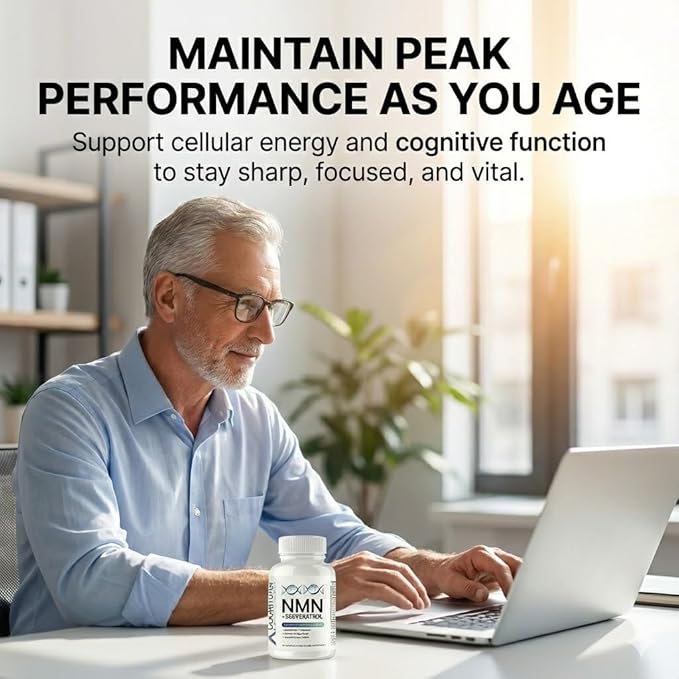 CogniTune NMN Supplement - NMN with Resveratrol Pterostilbene Quercetin Zinc &amp PQQ for NAD+ Cellular Energy - Longevity Support for Healthy Aging &amp Brain Function 1115mg