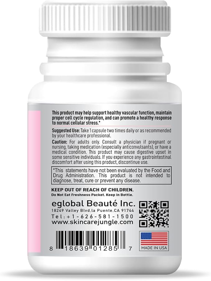 L-Glutathione 500mg Dietary Supplement 60 Capsules