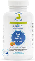 Core Med Science Liposomal ALC &amp R-ALA Supplement Capsules - Acetyl-L-Carnitine (900mg) &amp R-Alpha Lipoic Acid (75mg) - Promotes Energy &amp Focus - Supports Mental Function &amp Memory Cogni