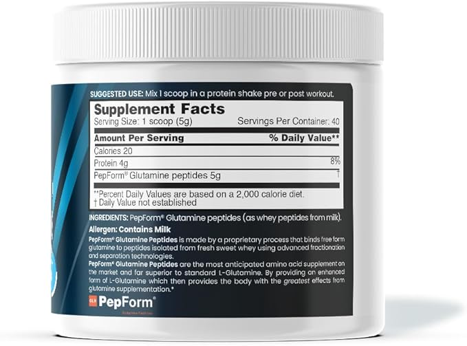 nbpure Performance Glutamine+: PepForm™ Glutamine Peptides – Non-GMO Muscle Recovery &amp Gut Health – Leaky Gut Immune Support