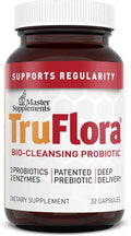 Master Supplements TruFlora - 32 Capsules - Blend of Probiotics &amp Enzymes - Promotes Optimal Gut Health &amp Boosts Energy - Gluten Free - 32 Servings