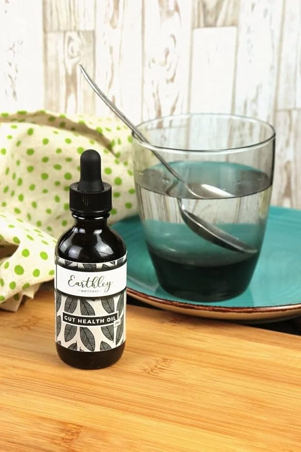 Earthley Wellness Gut Health Oil Natural Digestive &amp Immune Support Anti-Inflammatory Support Herbal Blend with Cloves &amp Calendula (2oz)