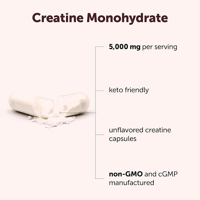 Creatine Monohydrate 5000mg 500 Capsules | Pure Creatine Pills – Micronized + Unflavored Powder Source Easy Absorption | Keto Non-GMO