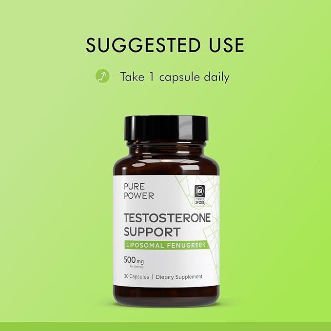 Dr. Mercola Pure Power Testosterone Support Liposomal Fenugreek 500 mg 30 Servings (30 Capsules) Dietary Supplement Non-GMO