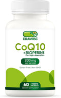 Pure CoQ10 Energy Support High Absorption with Bioperine 200 mg per Serving 60 Veggie Capsules Gluten-Free Non-GMO