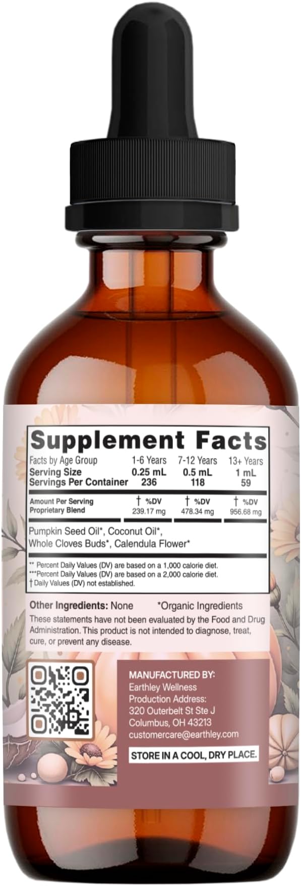 Earthley Wellness Gut Health Oil Natural Digestive &amp Immune Support Anti-Inflammatory Support Herbal Blend with Cloves &amp Calendula (2oz)