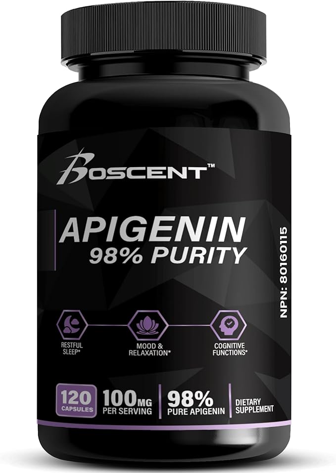 Apigenin Supplement 100mg from Chamomile Extract 120 Count - 98% purity- Apigenin Supplement for Sleep Mood Cognition Prostate health - Excellent sleep aid Non-GMO No Fillers - 4-Month Supply