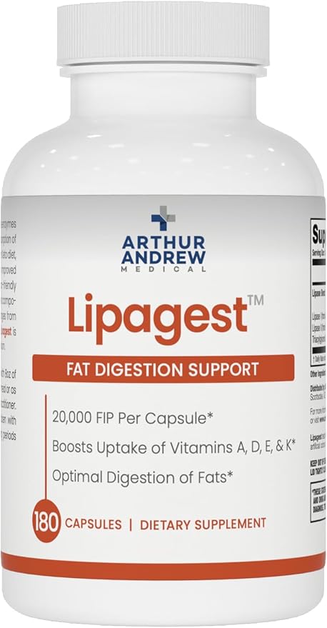 Lipagest - Concentrated Lipase Enzyme - 20000 FIP - Optimal Digestion of Fats - Nutrient Absorption - Gallblader &amp Keto Support - Dairy-Free &amp Vegan
