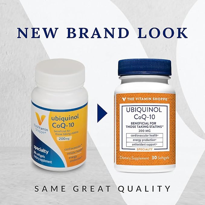 The Vitamin Shoppe Ubiquinol CoQ-10 200mg Beneficial for Those (30 Softgels)