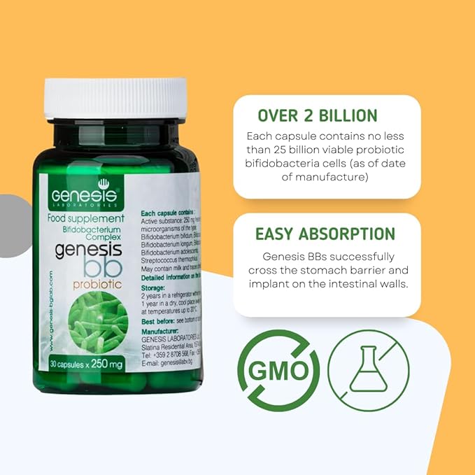 Genesis Bifidobacterium Complex BB Probiotic May Support Gut Helth Digestion Immune System 240 Mg per Capsule 90 caps