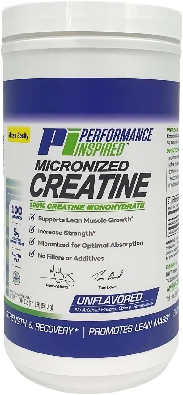 Performance Inspired Nutrition Micronized Creatine Monohydrate – 100% Pure Unflavored No Fillers – Supports Muscle Growth &amp Recovery – 1.1 lb