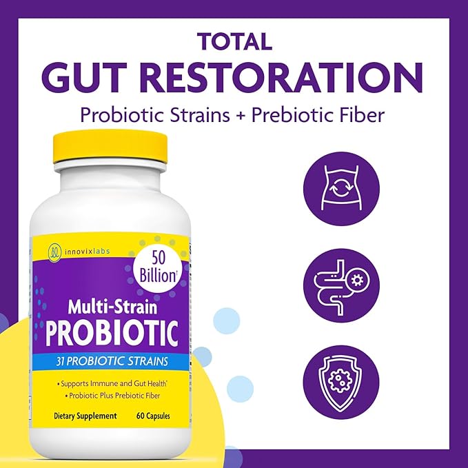 InnovixLabs Choline &amp Multi Probiotic Bundle Choline Bitartrate 550mg (100 Capsules) Multi Strain Probiotics (60 Capsules). Supports Memory Mood Brain Health &amp Boost Cognitive.*