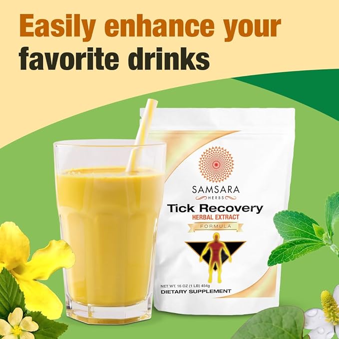Samsara Herbs Tick Recovery Herbal Powder Formula (8oz/227g) - Japanese Knotweed Cat's Claw SIDA Acuta Houttuynia Cordata Stevia