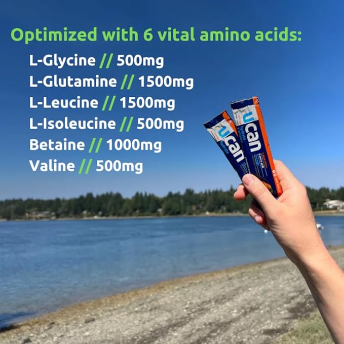 UCAN Hydrate + Aminos Orange 20 Serving Bag Keto Sugar-Free Electrolyte + Muscle Recovery Essential Electrolytes + EAAs &amp BCAAs Non-GMO Vegan for Runners Gym-Goers Performance Athletes