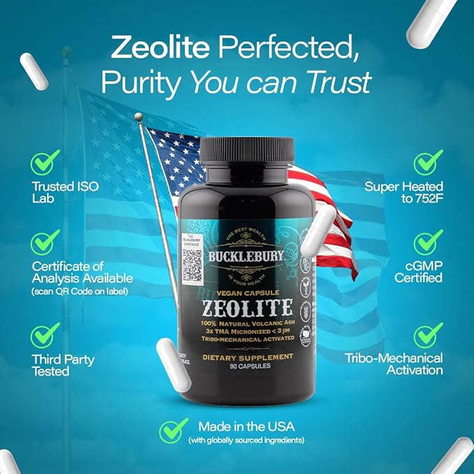 BUCKLEBURY Micronized Zeolite Capsules - Mineral Zeolite Detox for Adults - Supports Immune System Metabolism &amp Digestive Health - Advanced Formula for Men &amp Women - 90 Vegan Capsules