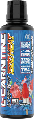 VMI Sports L-Carnitine 1500 Heat Liquid Enhanced Thermogenic | 1500 mg Carnitine | Maximum Absorption Formula | Great Taste for Men &amp Women | 31 Servings (Patriot Pop)