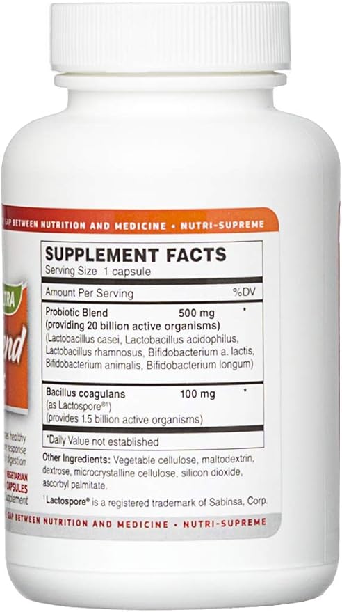 NUTRI-SUPREME RESEARCH Ultra Probiotic Blend 60 Vegetarian Capsules - Certified Kosher