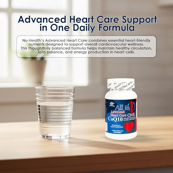 All in One Advanced CoQ10 Supplement | Co Q 10 Supplement with Omega-3 Fish Oil Flaxseed Oil Soy Lecithin &amp Vitamin E | Heart Health Support | 120 Softgels