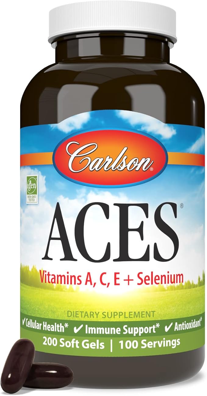 Carlson - ACES Vitamins A C E + Selenium Cellular Health &amp Immune Support Antioxidant 200 Softgels