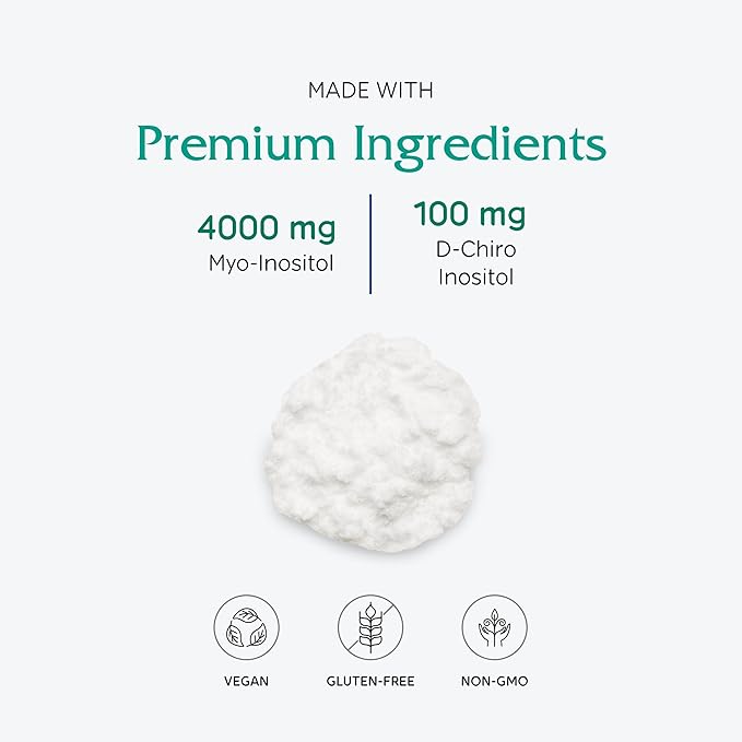 Vitanica Optinositol - Ovulation Support with Myo-Inositol &amp D-Chiro Inositol - Women's Health Supplement with 4000 mg Myo-Inositol Powder &amp 100 mg D Chiro Inositol - Pro Logo - 4.4 Oz