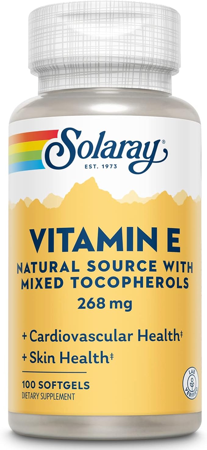 SOLARAY Vitamin E d-Alpha Tocopherol 268mg (400 IU) | Heart &amp Skin Health Antioxidant Activity Support | 100ct