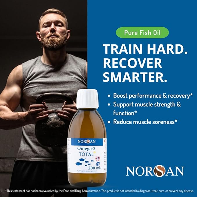 NORSAN Omega-3 Total Naturally Lemon Flavoured Liquid Fish Oil – High-Dose 2000mg Omega-3 per Serving | Supports Heart Brain &amp Vision* | Friend of the Sea Certified | 6.8 fl oz Bottle (200ml)