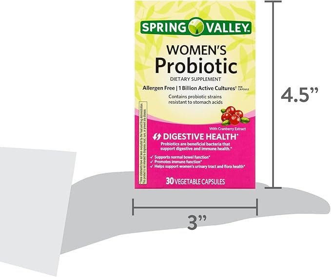 Probiotics for Women Capsules Dietary Supplement 1 Billion CFUs - Digestive Health by Spring Valley 30 Capsules (Pack of 1) - Set by Basket Goods