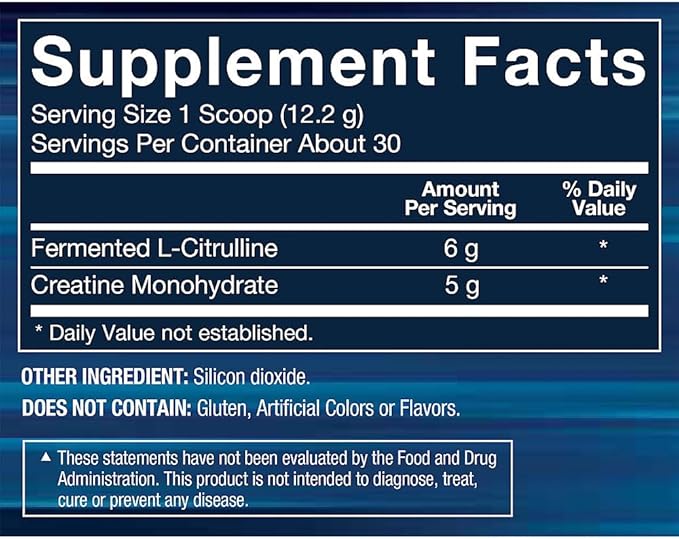 BodyTech Creatine + Citrulline Powder - Advanced Performance Formula - Supports Strength Pumps &amp Endurance - Micronized &amp Unflavored (12.1 oz 30 Servings)