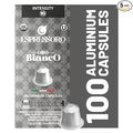 ESPRESSORO 100 USDA Organic Espresso Pods - BIANCO Aluminum Capsule Compatible with Nespresso Original Lines Machines. Intensity 10 Premium Italian Expresso Coffee Capsules
