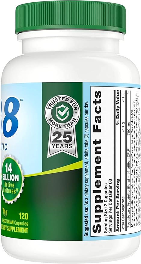 Nutrition Now PB8 Pro-Biotic Vegetarian Acidophilus - Pack of 3-120 Capsules Each