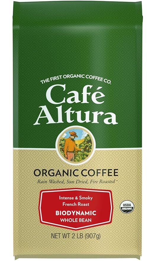 Cafe Altura Whole Bean Organic Coffee Biodynamic French Roast 2 lb Bag