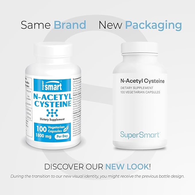 Supersmart - NAC N-Acetyl Cysteine 1800 mg Per Day - Amino Acids - Antioxiddants &amp Anti Aging Supplement - Glutathione Precursor | Non-GMO &amp Gluten Free - 100 Vegetarian Capsules