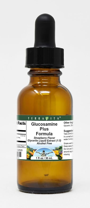 Terravita Glucosamine Plus Formula Glycerite Liquid Extract (1:5) - Strawberry Flavored (1 oz ZIN: 522528)